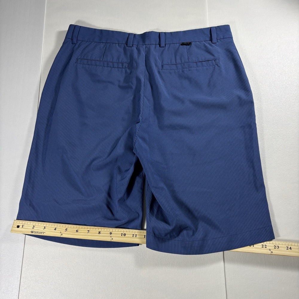 Greg Norman Performance Golf Shorts Men Size 34 Blue Pinstripe Stretch Polyester - Picture 2 of 5